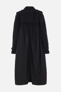 Capispalla>TAO COMME DES GARÇONS trench in cotone ricamato e taffetà tecnico Nero