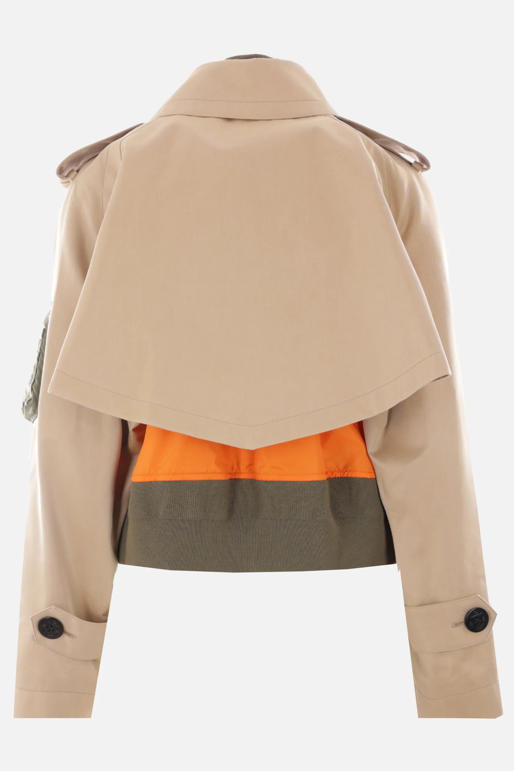 Capispalla>SACAI trench in gabardine con gilet in nylon Neutro