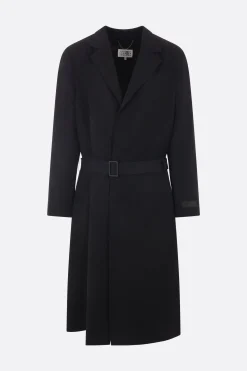 Capispalla>MM6 trench monopetto in lana e cotone Nero
