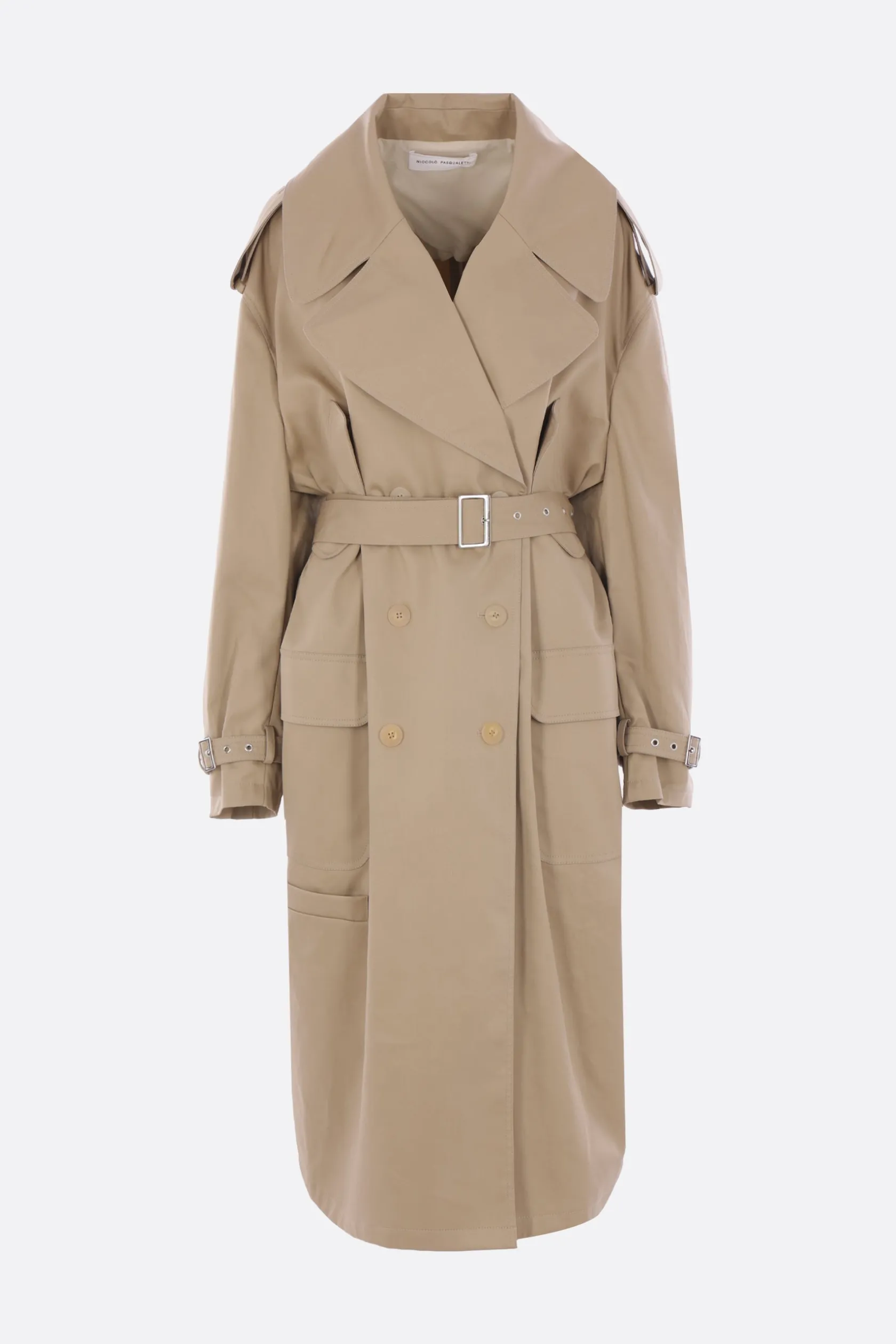 Capispalla>NICCOLÒ PASQUALETTI trench oversize Cavo in twill Neutro