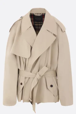 Capispalla>BALENCIAGA trench oversize in twill con cintura Neutro