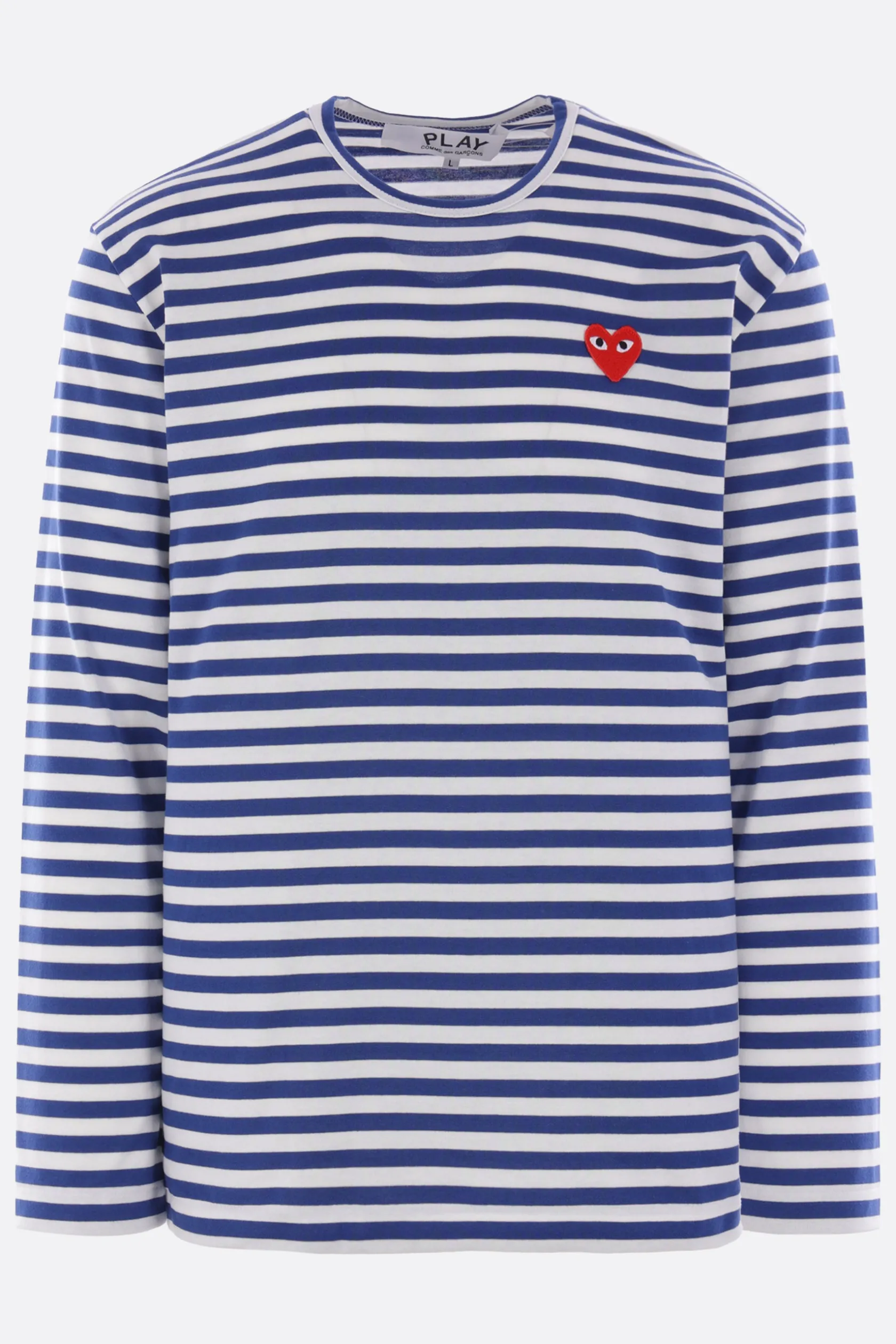 Topwear>COMME DES GARÇONS PLAY t-shirt a maniche lunghe in cotone patch Heart Blu