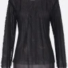 Topwear>COMME DES GARÇONS COMME des GARÇONS t-shirt a maniche lunghe in jersey e rete Nero