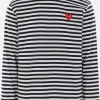 Topwear>COMME DES GARÇONS PLAY t-shirt a maniche lunghe in cotone patch Heart Nero