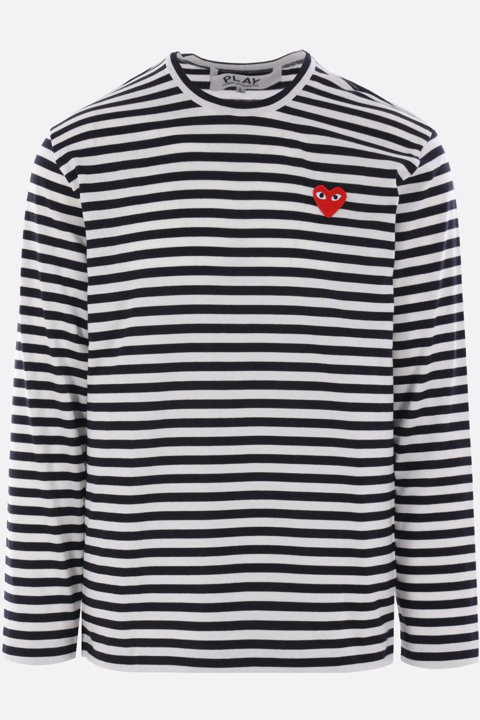 Topwear>COMME DES GARÇONS PLAY t-shirt a maniche lunghe in cotone patch Heart Nero