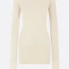 Topwear>RICK OWENS t-shirt a maniche lunghe in jersey a costine Bianco