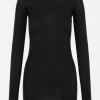 Topwear>RICK OWENS t-shirt a maniche lunghe in jersey a costine Nero