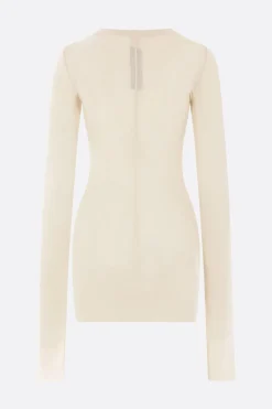 Topwear>RICK OWENS t-shirt a maniche lunghe in jersey a costine Bianco