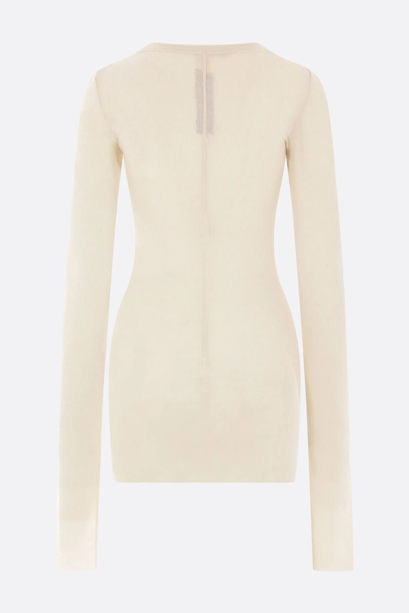 Topwear>RICK OWENS t-shirt a maniche lunghe in jersey a costine Bianco