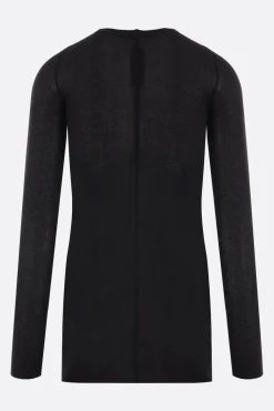 Topwear>RICK OWENS t-shirt a maniche lunghe in jersey a costine Nero