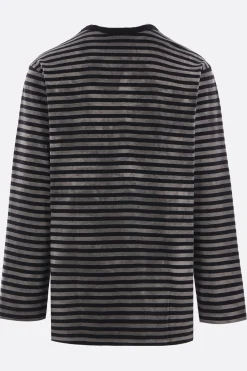 Topwear>YOHJI YAMAMOTO t-shirt a maniche lunghe in cotone a righe Grigio