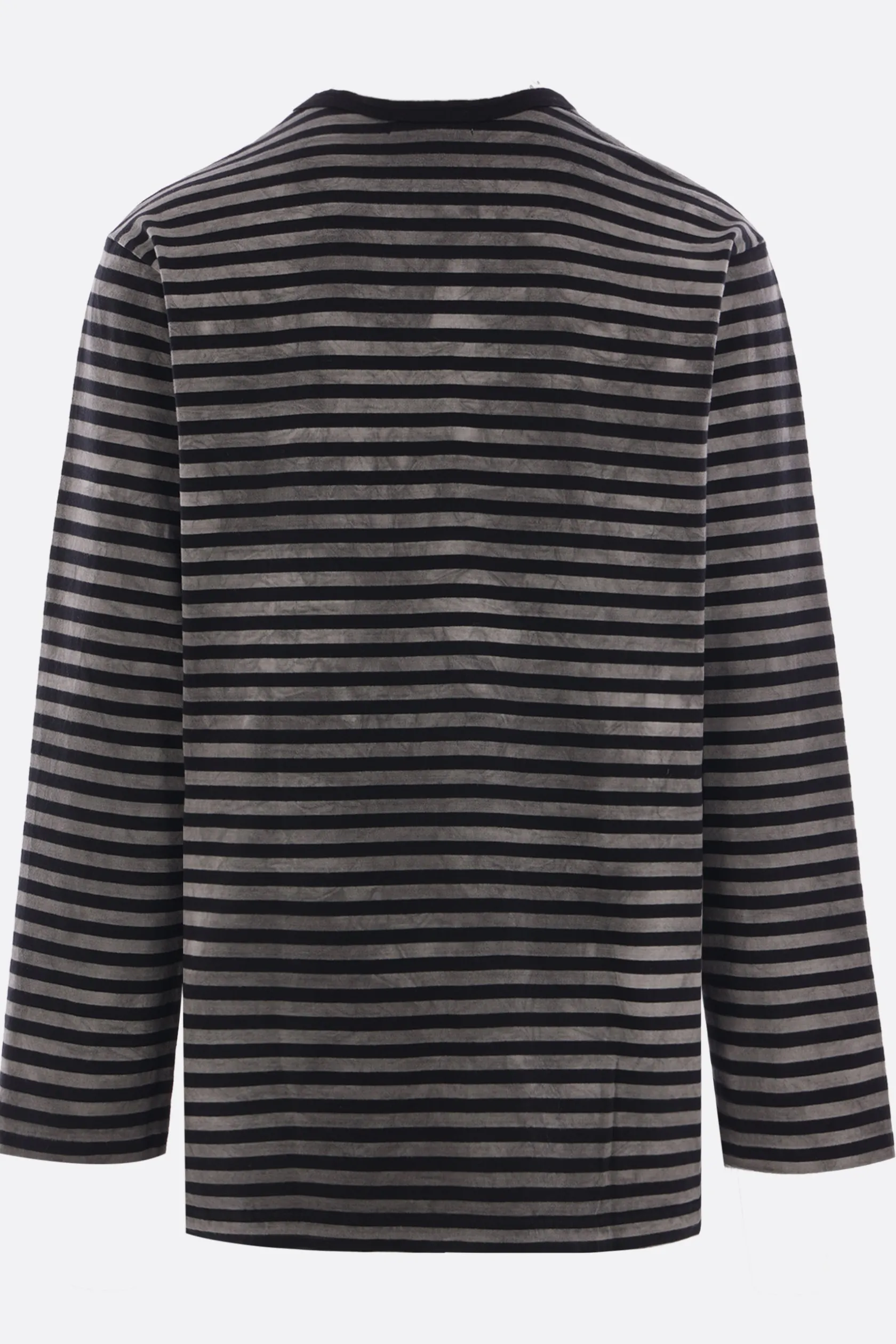 Topwear>YOHJI YAMAMOTO t-shirt a maniche lunghe in cotone a righe Grigio