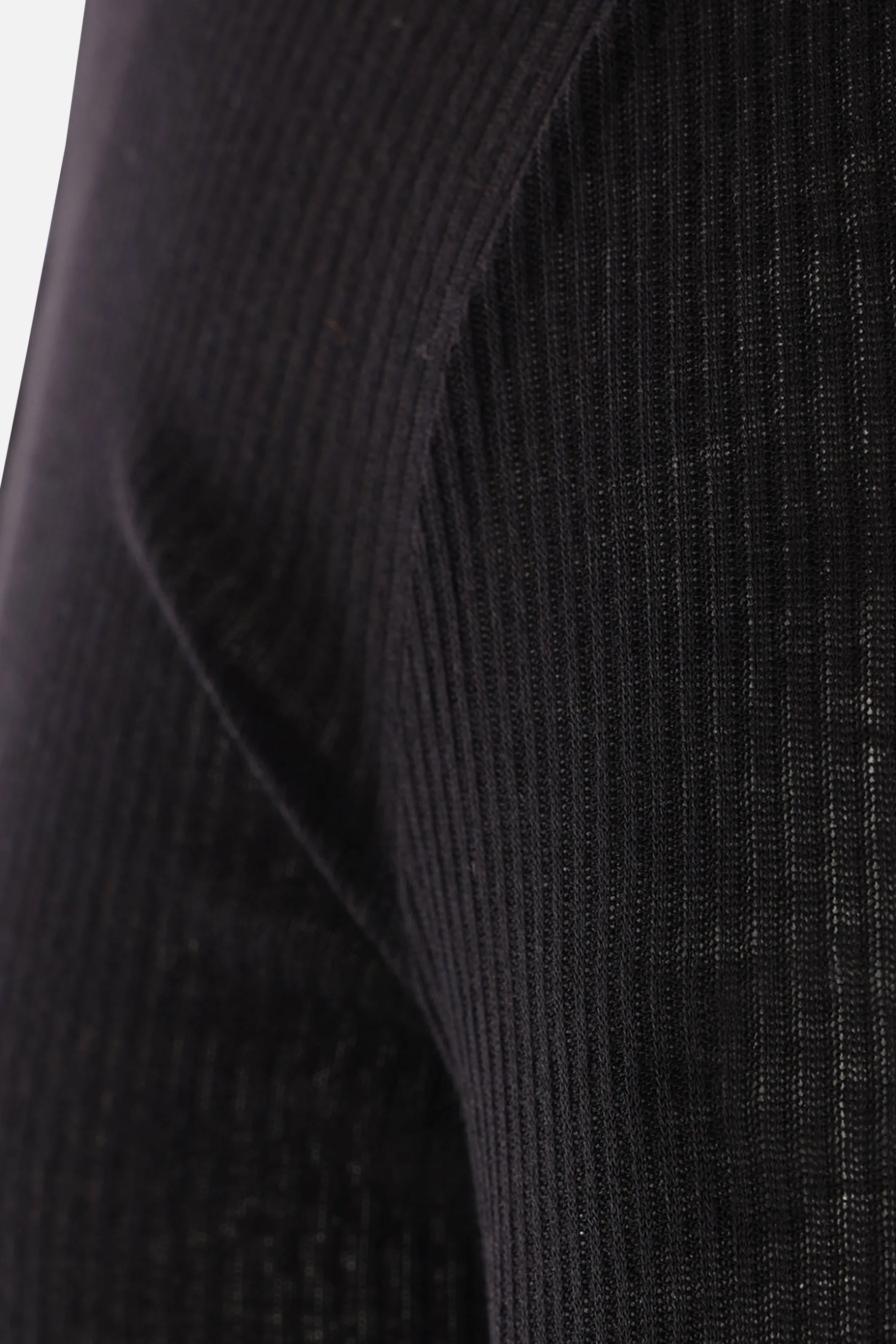 Topwear>RICK OWENS t-shirt a maniche lunghe in jersey a costine Nero