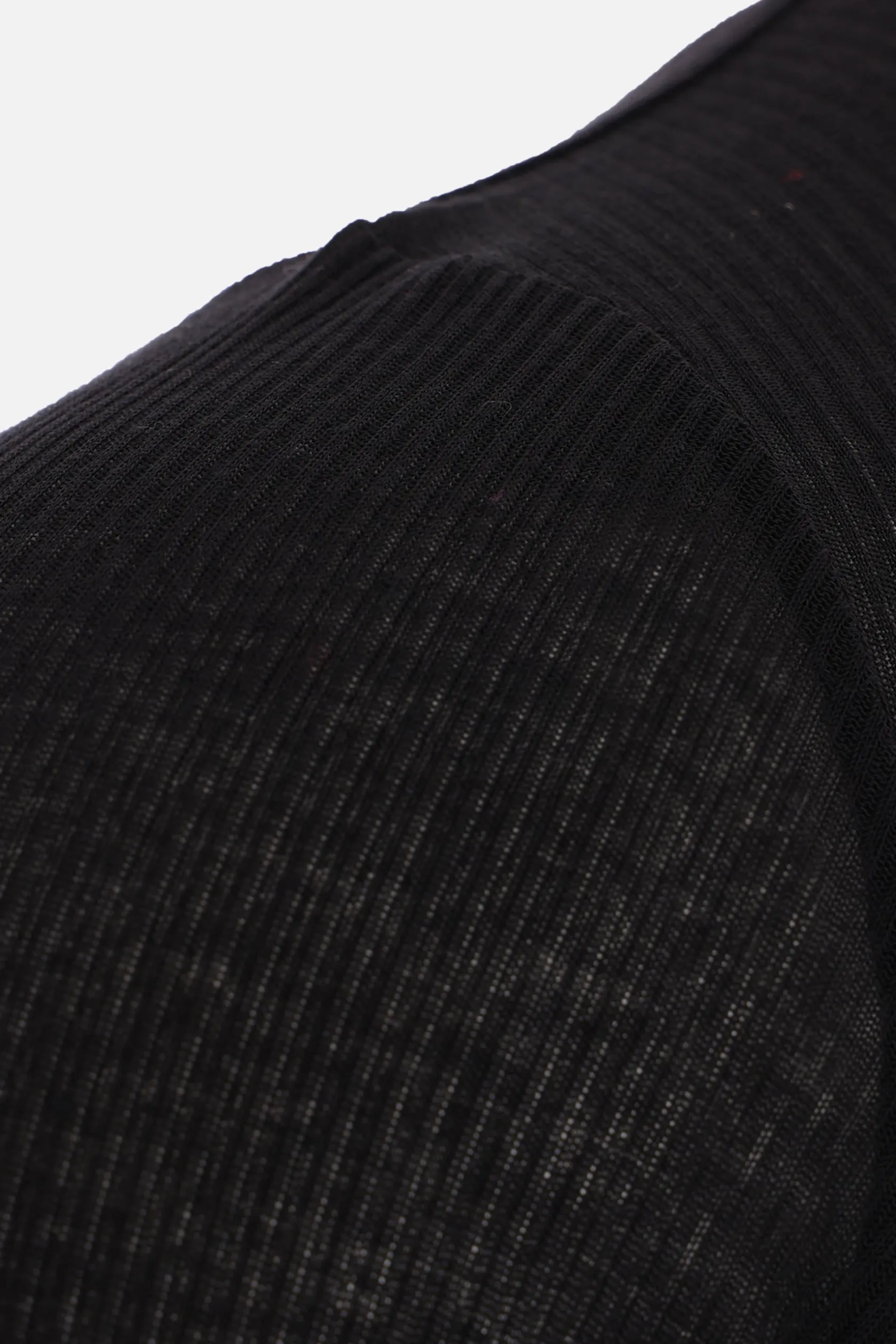 Topwear>RICK OWENS t-shirt a maniche lunghe in jersey a costine Nero