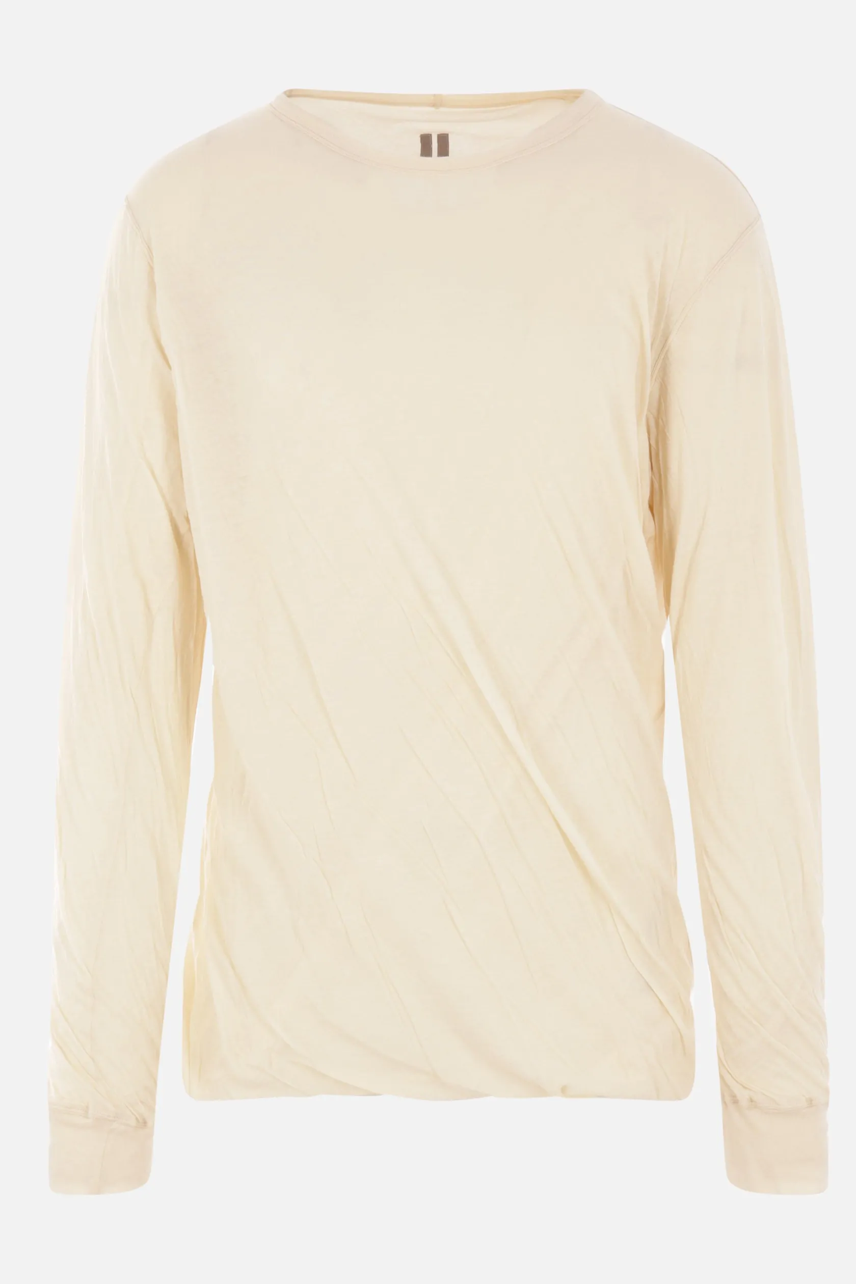 Topwear>RICK OWENS t-shirt a maniche lunghe Jumbo Double in cotone Neutro