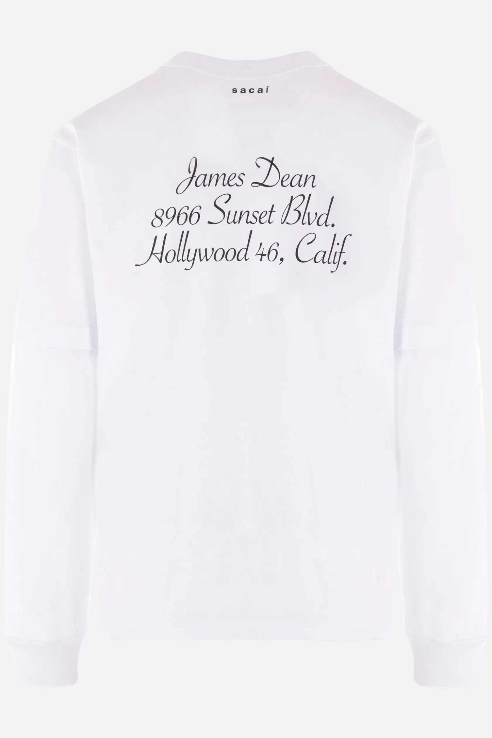 Topwear>SACAI t-shirt a maniche lunghe James Dean in cotone Bianco