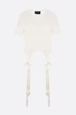 Topwear>SIMONE ROCHA t-shirt Bow Tail in jersey Bianco