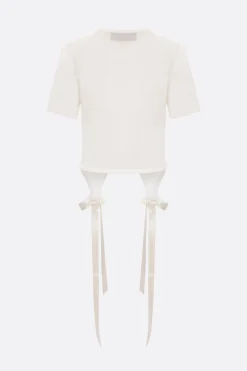 Topwear>SIMONE ROCHA t-shirt Bow Tail in jersey Bianco