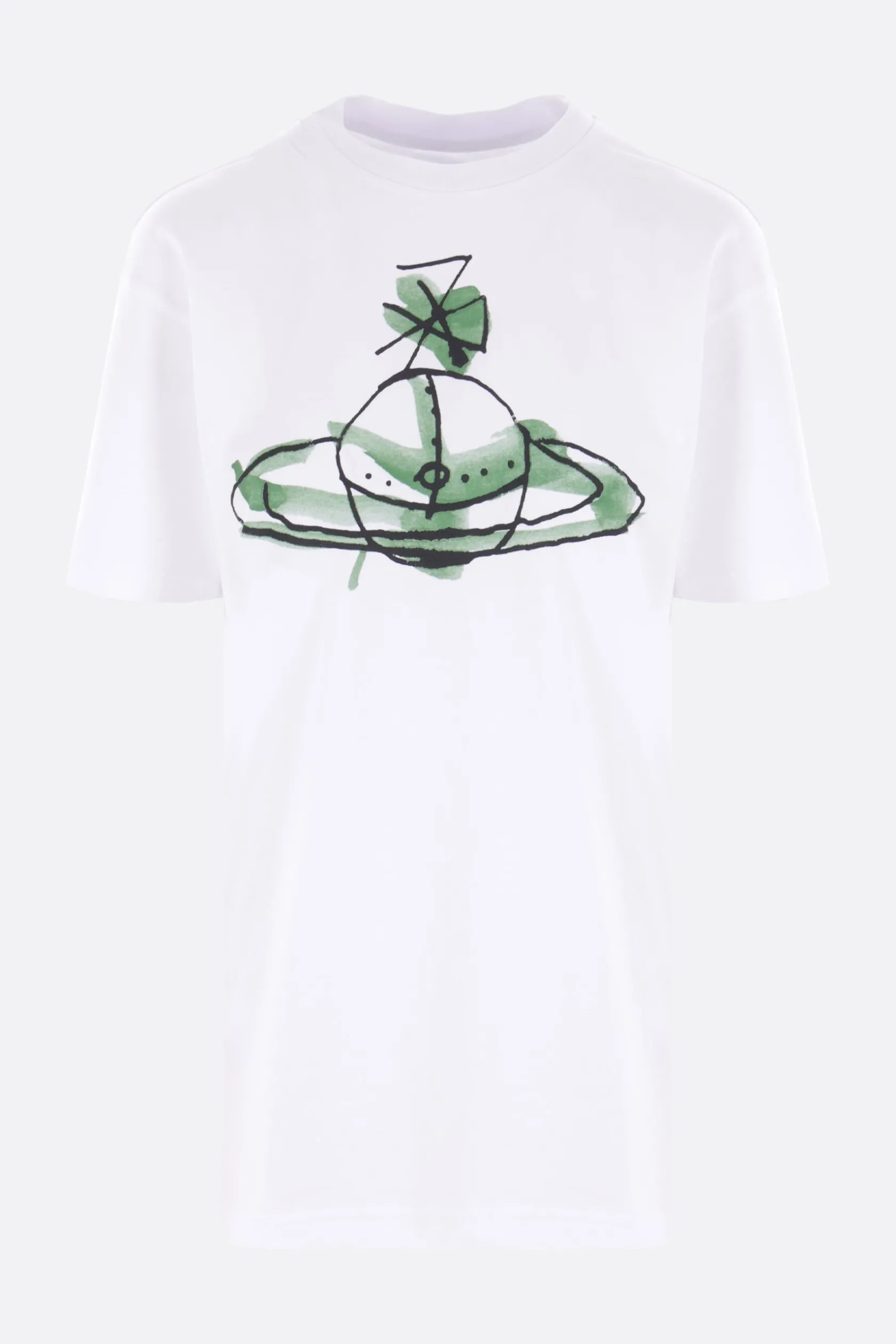 Topwear>VIVIENNE WESTWOOD t-shirt Drawn Orb Classic in cotone Bianco