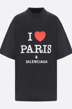 Topwear>BALENCIAGA t-shirt I Love Paris & in cotone Nero