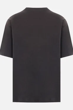 Topwear>ACNE STUDIOS t-shirt in cotone e canapa stampa 1996 Nero