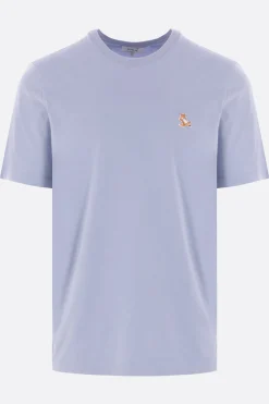 Topwear>MAISON KITSUNÉ t-shirt in cotone patch Chillax Fox Blu