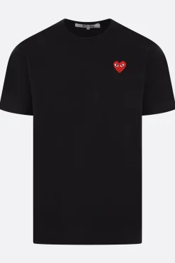 Topwear>COMME DES GARÇONS PLAY t-shirt in cotone patch logo Heart Nero