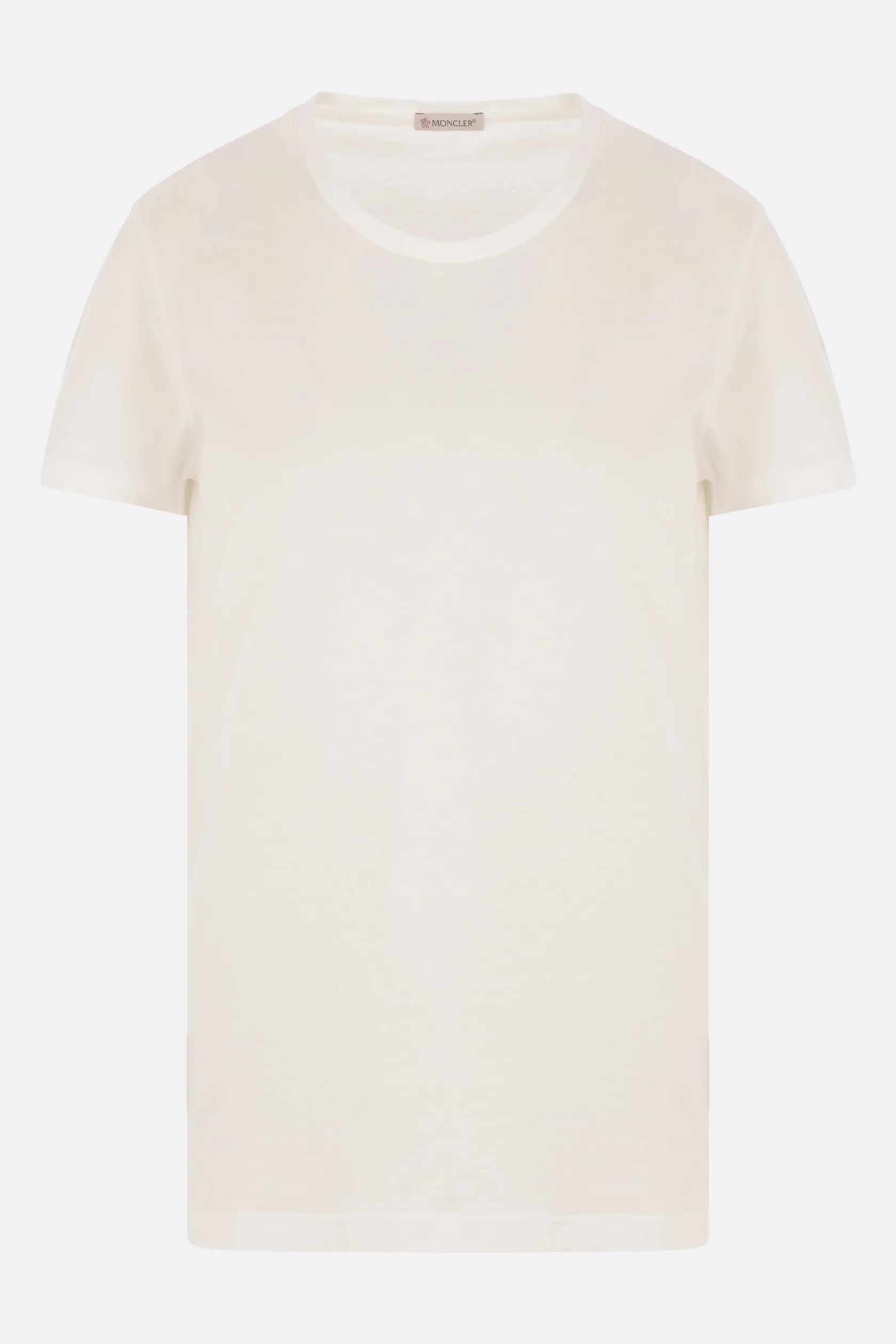 Topwear>MONCLER t-shirt in cotone patch logo Bianco