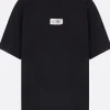 Topwear>MM6 t-shirt in cotone patch logo numerico Nero