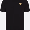 Topwear>COMME DES GARÇONS PLAY t-shirt in cotone patch logo Heart lamé Nero