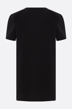 Topwear>MONCLER t-shirt in cotone patch logo Nero