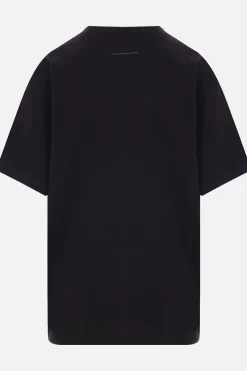 Topwear>MM6 t-shirt in cotone patch logo numerico Nero