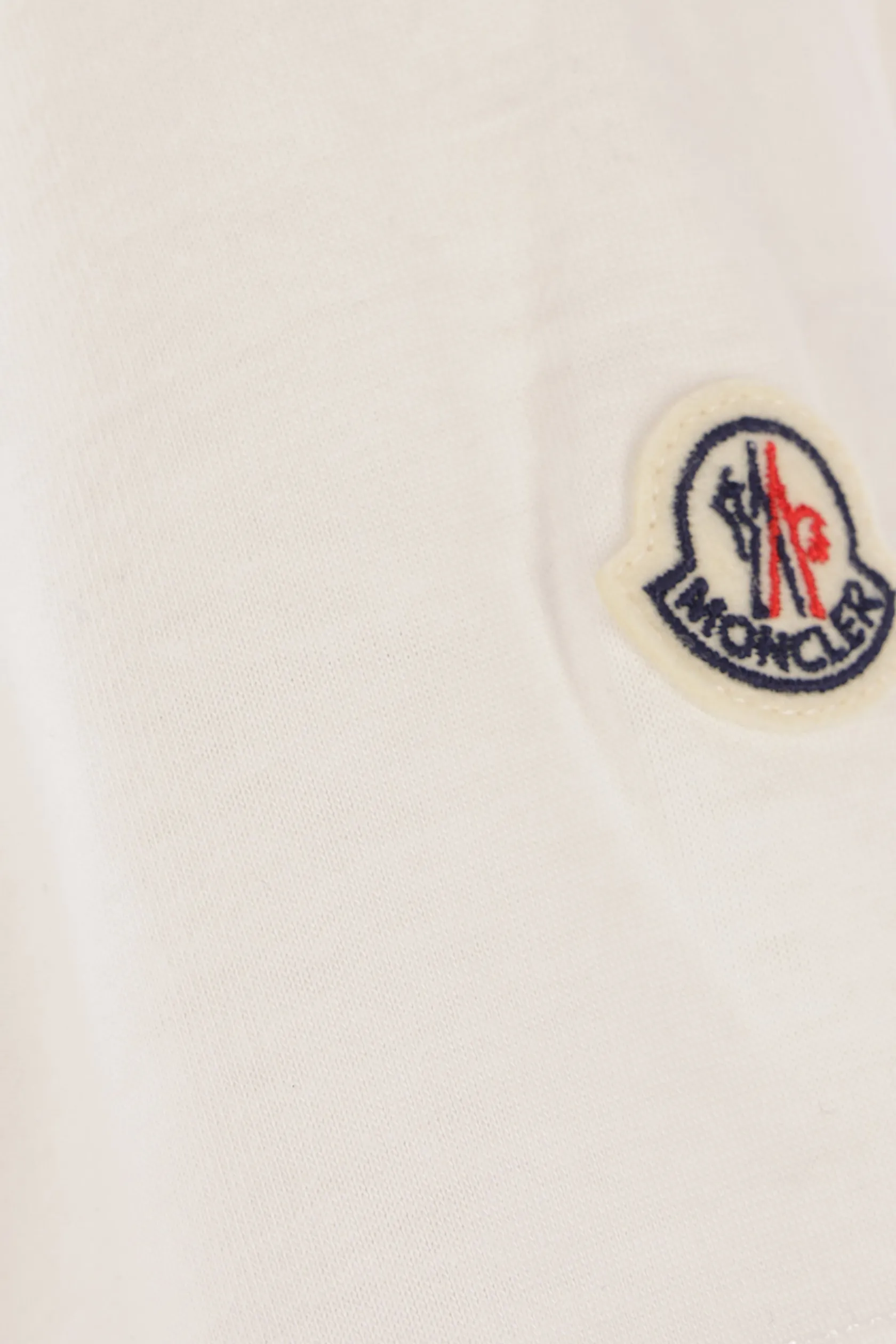 Topwear>MONCLER t-shirt in cotone patch logo Bianco