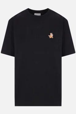 Topwear>MAISON KITSUNÉ t-shirt in cotone patch Speedy Fox Head Nero