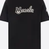 Topwear>MONCLER t-shirt in cotone patch Varsity Logo Nero