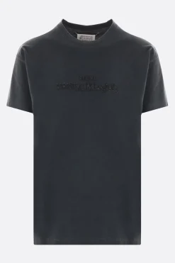 Topwear>MAISON MARGIELA t-shirt in cotone ricamo logo Nero