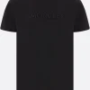 Topwear>MONCLER t-shirt in cotone ricamo logo Nero