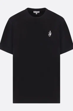 Topwear>JW ANDERSON t-shirt in cotone ricamo logo Anchor Nero