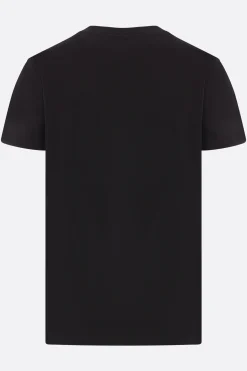 Topwear>MONCLER t-shirt in cotone ricamo logo Nero