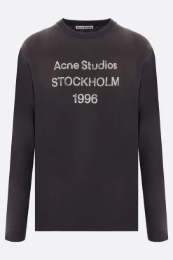 Topwear>ACNE STUDIOS t-shirt in cotone stampa 1996 Nero