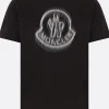 Topwear>MONCLER t-shirt in cotone stampa logo Nero