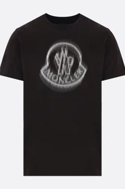 Topwear>MONCLER t-shirt in cotone stampa logo Nero