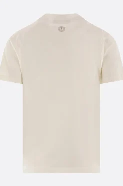 Topwear>STONE ISLAND t-shirt in cotone stampa logo Bianco