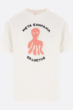 Topwear>META CAMPANIA COLLECTIVE t-shirt in cotone stampa Peter Octopus Bianco