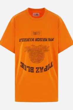 Topwear>MM6 t-shirt in cotone stampa Topaz blue Arancione