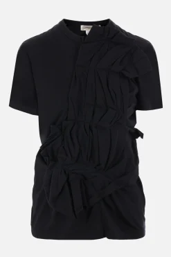 Topwear>COMME DES GARÇONS t-shirt in jersey con rouches Nero