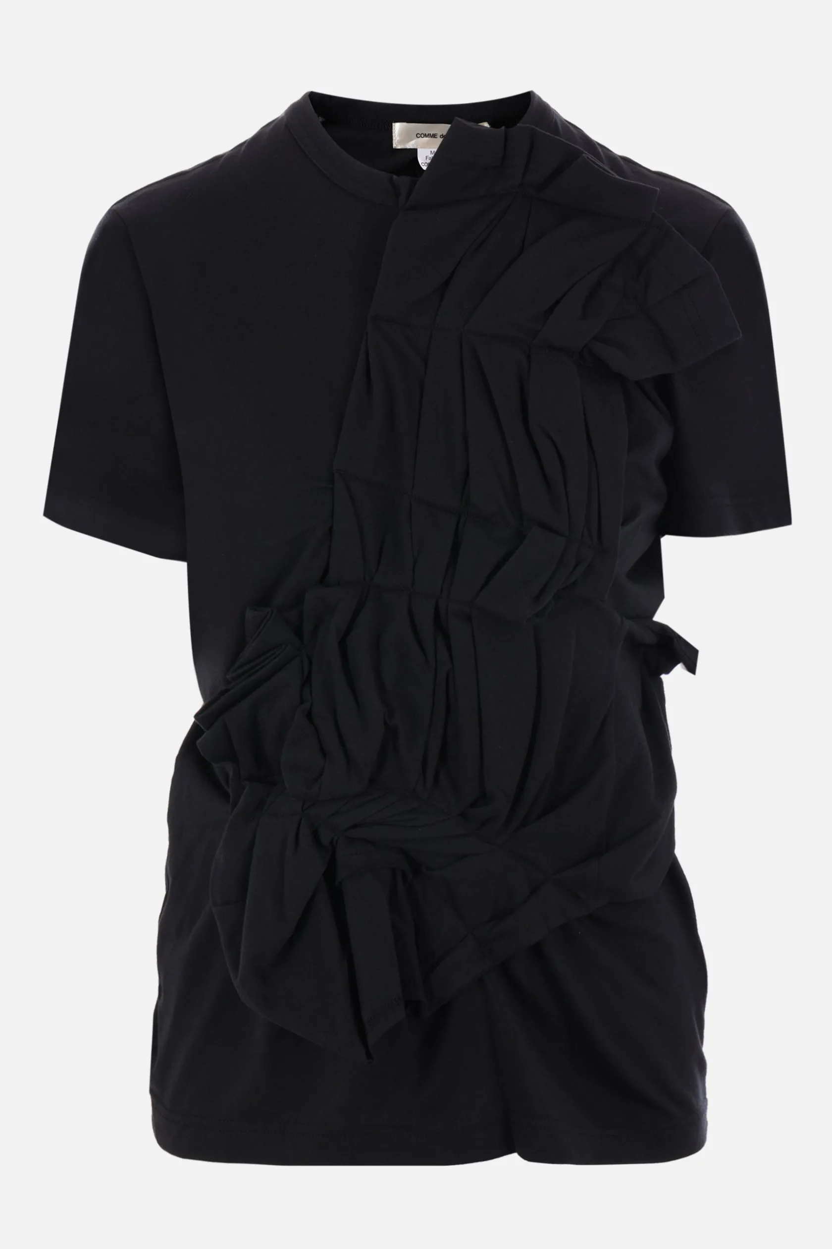 Topwear>COMME DES GARÇONS t-shirt in jersey con rouches Nero