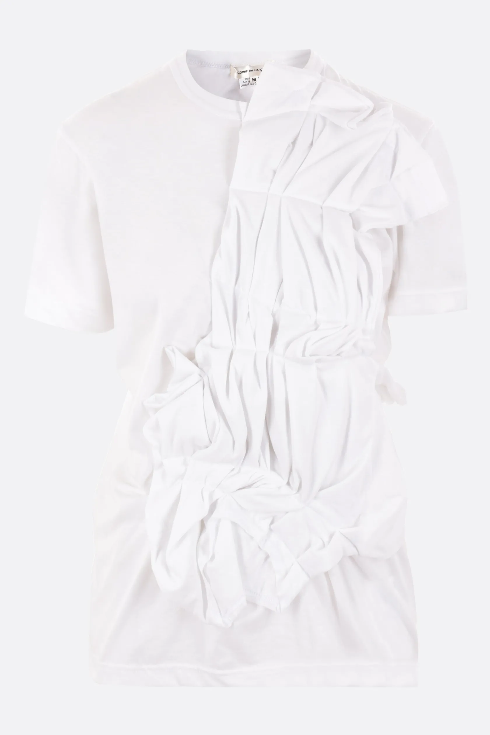 Topwear>COMME DES GARÇONS t-shirt in jersey con rouches Bianco