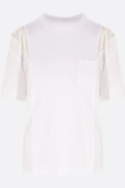 Topwear>SACAI t-shirt in popeline e jersey Bianco