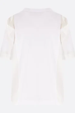 Topwear>SACAI t-shirt in popeline e jersey Bianco